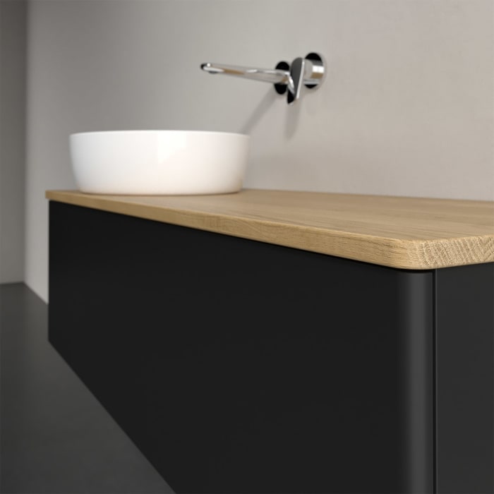 Villeroy & Boch Antao Waschbeckenunterschrank, 120 x 36 cm, 1 Auszug, Front ohne Struktur, ohne Hahnloch, für Waschtisch links