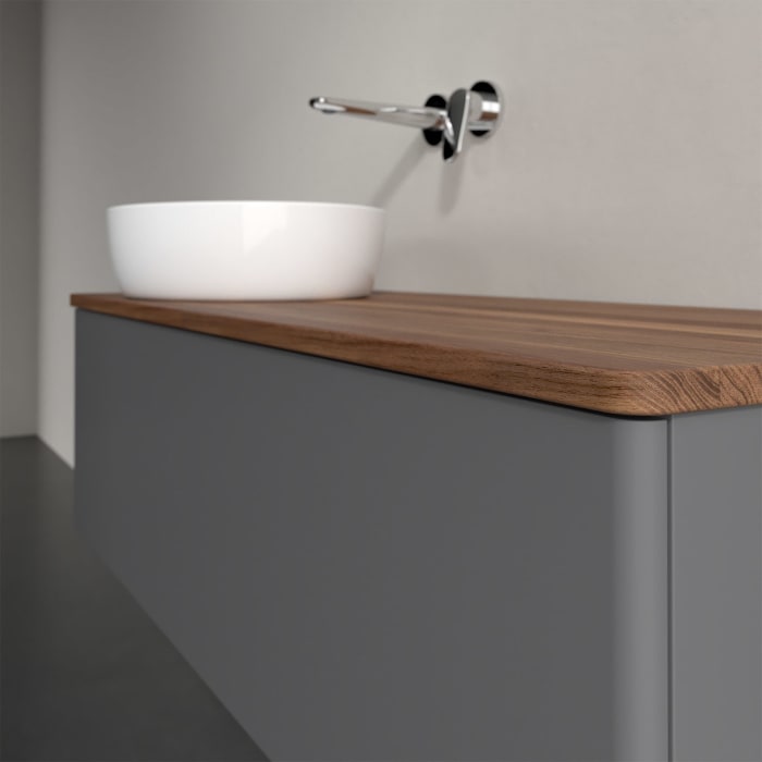 Villeroy & Boch Antao Waschbeckenunterschrank, 120 x 36 cm, 1 Auszug, Front ohne Struktur, ohne Hahnloch, für Waschtisch links