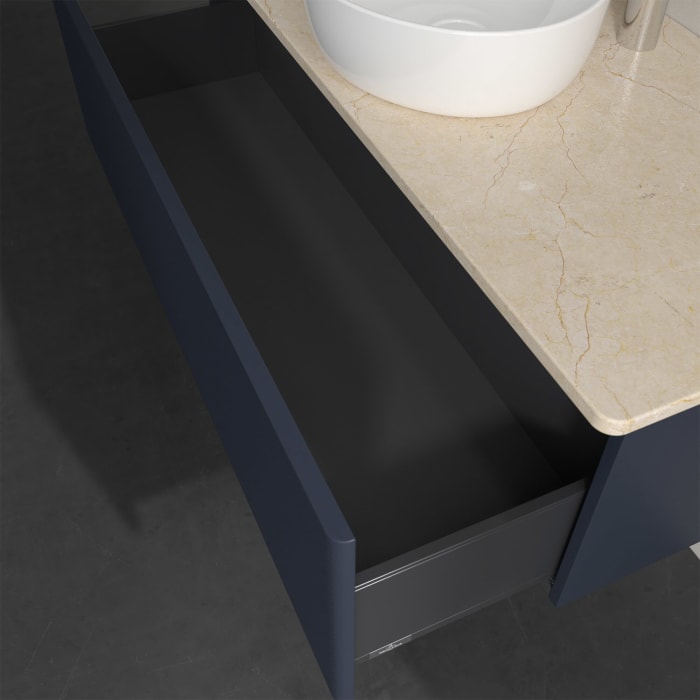 Villeroy & Boch Antao Waschbeckenunterschrank, 120 x 36 cm, 1 Auszug, Front mit Struktur, mit Hahnloch, für Waschtisch mittig