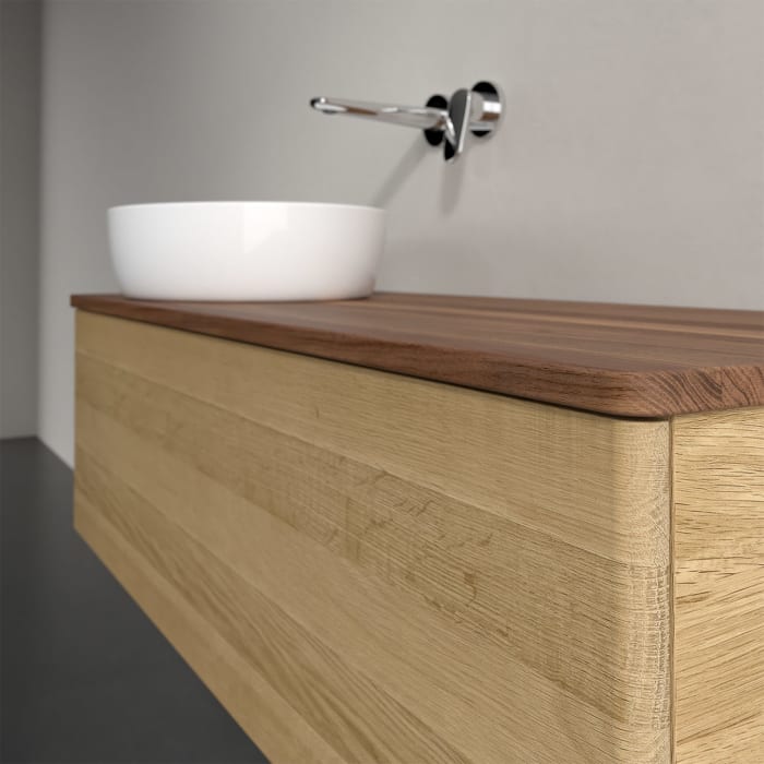 Villeroy & Boch Antao Waschbeckenunterschrank, 120 x 36 cm, 1 Auszug, Front ohne Struktur, ohne Hahnloch, für Waschtisch links