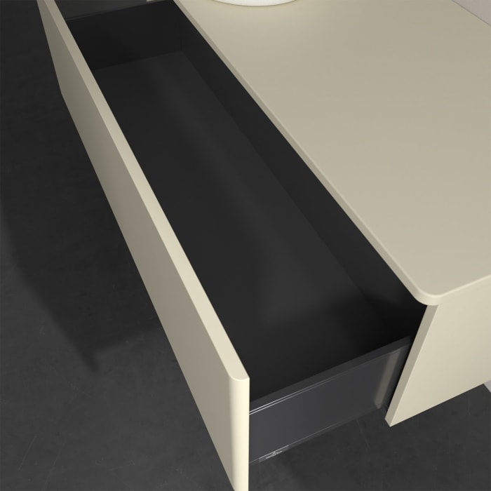 Villeroy & Boch Antao Waschbeckenunterschrank, 120 x 36 cm, 1 Auszug, Front ohne Struktur, ohne Hahnloch, für Waschtisch links