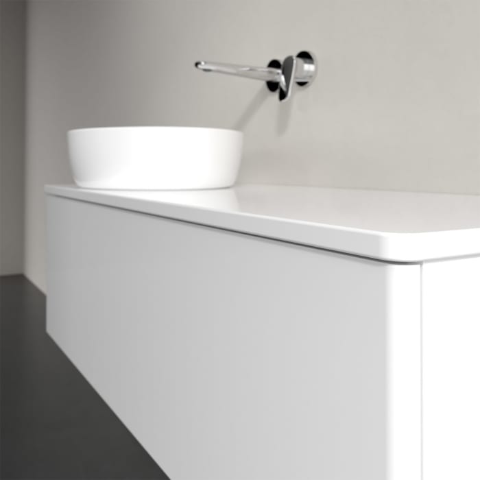 Villeroy & Boch Antao Waschbeckenunterschrank, 120 x 36 cm, 1 Auszug, Front ohne Struktur, mit Hahnloch, für Waschtisch links