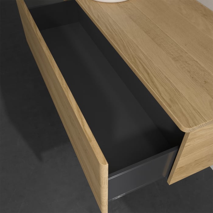 Villeroy & Boch Antao Waschbeckenunterschrank, 120 x 36 cm, 1 Auszug, Front ohne Struktur, ohne Hahnloch, für Waschtisch links