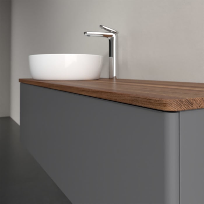 Villeroy & Boch Antao Waschbeckenunterschrank, 120 x 36 cm, 1 Auszug, Front ohne Struktur, mit Hahnloch, für Waschtisch links