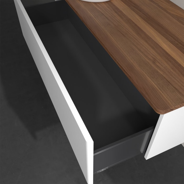 Villeroy & Boch Antao Waschbeckenunterschrank, 120 x 36 cm, 1 Auszug, Front ohne Struktur, ohne Hahnloch, für Waschtisch links