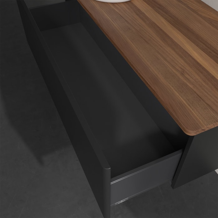 Villeroy & Boch Antao Waschbeckenunterschrank, 120 x 36 cm, 1 Auszug, Front ohne Struktur, ohne Hahnloch, für Waschtisch links