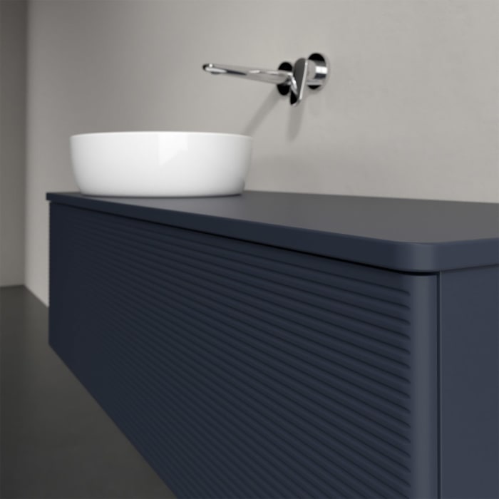 Villeroy & Boch Antao Waschbeckenunterschrank, 120 x 36 cm, 1 Auszug, Front mit Struktur, ohne Hahnloch, für Waschtisch links