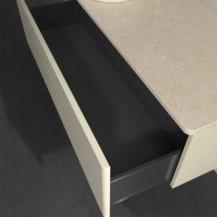 Villeroy & Boch Antao Waschbeckenunterschrank, 120 x 36 cm, 1 Auszug, Front ohne Struktur, mit Hahnloch, für Waschtisch links