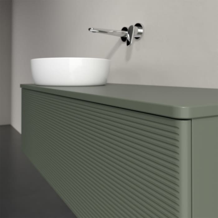 Villeroy & Boch Antao Waschbeckenunterschrank, 120 x 36 cm, 1 Auszug, Front mit Struktur, mit Hahnloch, für Waschtisch links