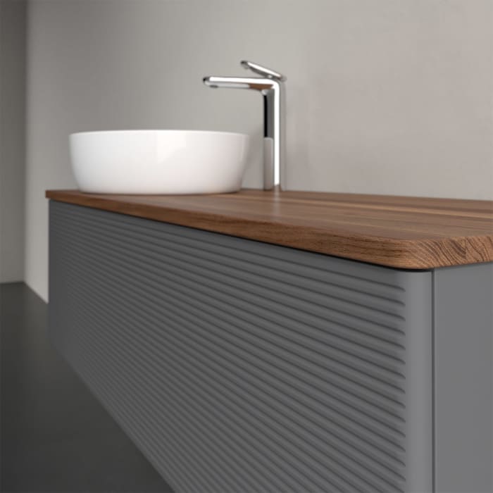 Villeroy & Boch Antao Waschbeckenunterschrank, 120 x 36 cm, 1 Auszug, Front mit Struktur, mit Hahnloch, für Waschtisch links