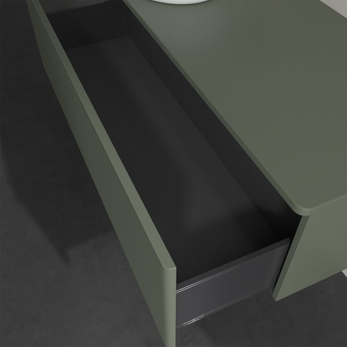 Villeroy & Boch Antao Waschbeckenunterschrank, 120 x 36 cm, 1 Auszug, Front mit Struktur, ohne Hahnloch, für Waschtisch links