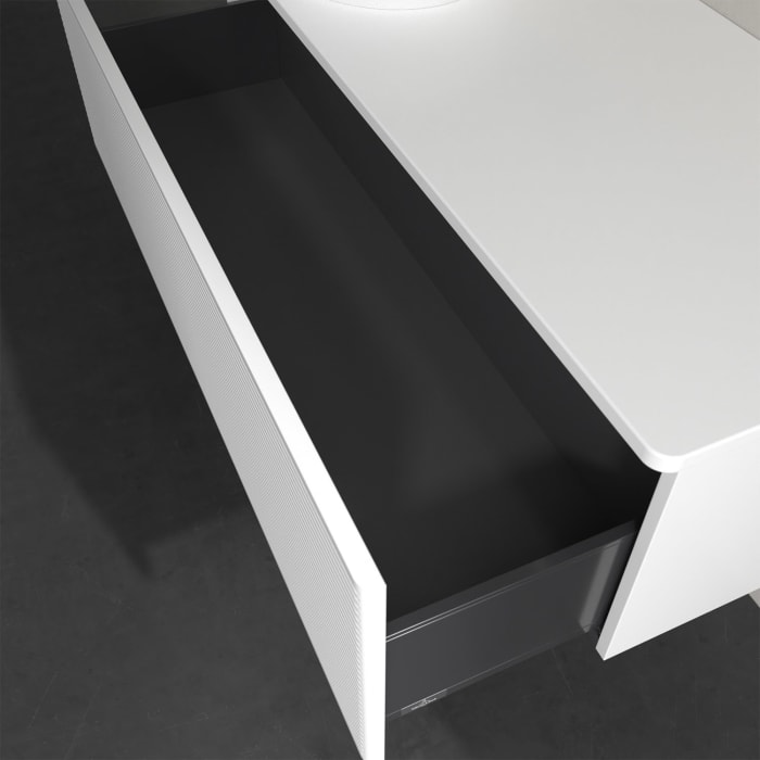 Villeroy & Boch Antao Waschbeckenunterschrank, 120 x 36 cm, 1 Auszug, Front mit Struktur, ohne Hahnloch, für Waschtisch links