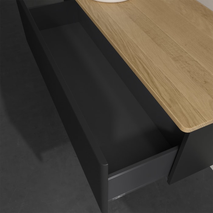 Villeroy & Boch Antao Waschbeckenunterschrank, 120 x 36 cm, 1 Auszug, Front mit Struktur, ohne Hahnloch, für Waschtisch links