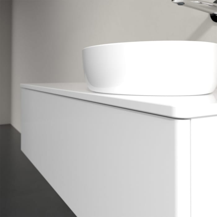 Villeroy & Boch Antao Waschbeckenunterschrank, 120 x 36 cm, 1 Auszug, Front ohne Struktur, mit Hahnloch, für Waschtisch rechts