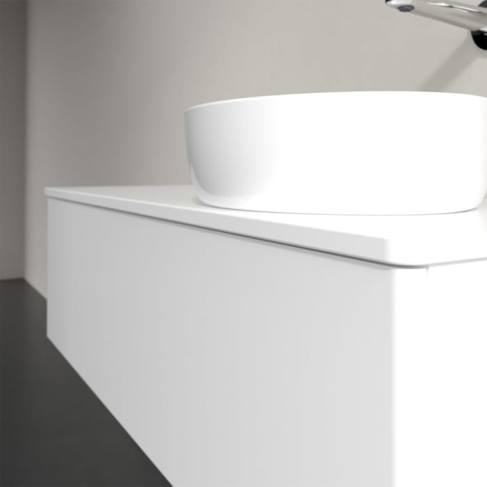 Villeroy & Boch Antao Waschbeckenunterschrank, 120 x 36 cm, 1 Auszug, Front ohne Struktur, mit Hahnloch, für Waschtisch rechts
