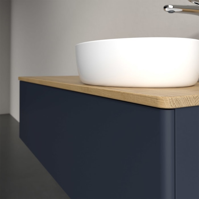 Villeroy & Boch Antao Waschbeckenunterschrank, 120 x 36 cm, 1 Auszug, Front ohne Struktur, mit Hahnloch, für Waschtisch rechts