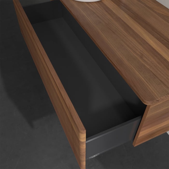 Villeroy & Boch Antao Waschbeckenunterschrank, 120 x 36 cm, 1 Auszug, Front mit Struktur, mit Hahnloch, für Waschtisch links