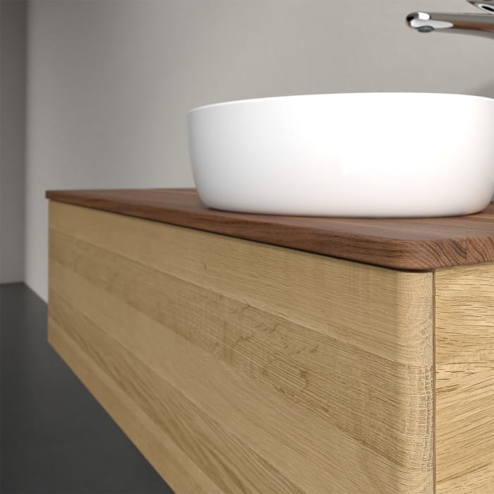 Villeroy & Boch Antao Waschbeckenunterschrank, 120 x 36 cm, 1 Auszug, Front ohne Struktur, mit Hahnloch, für Waschtisch rechts