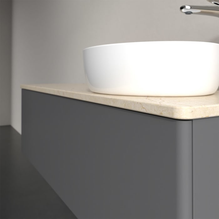 Villeroy & Boch Antao Waschbeckenunterschrank, 120 x 36 cm, 1 Auszug, Front ohne Struktur, mit Hahnloch, für Waschtisch rechts