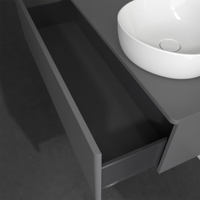 Villeroy & Boch Antao Waschbeckenunterschrank, 120 x 36 cm, 1 Auszug, Front ohne Struktur, ohne Hahnloch, für Waschtisch rechts