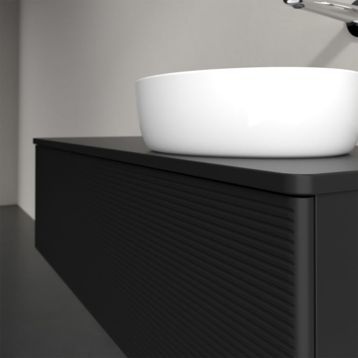 Villeroy & Boch Antao Waschbeckenunterschrank, 120 x 36 cm, 1 Auszug, Front mit Struktur, ohne Hahnloch, für Waschtisch rechts