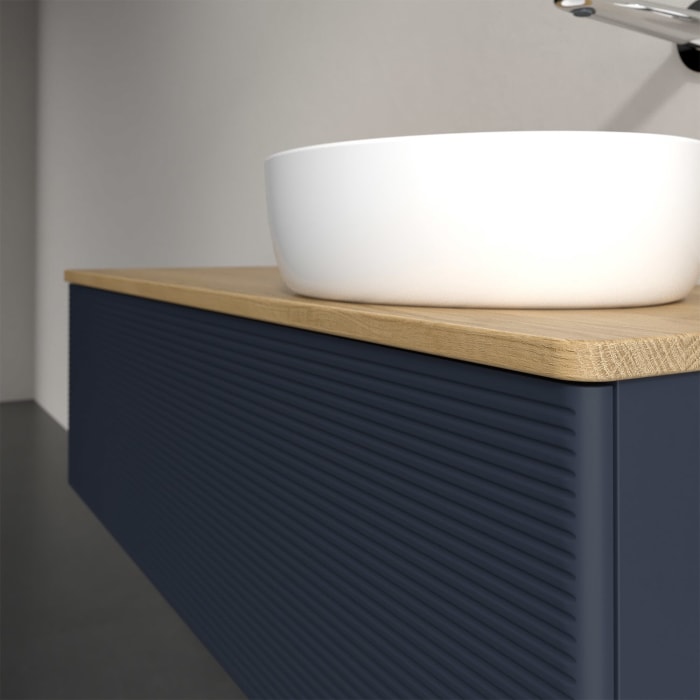 Villeroy & Boch Antao Waschbeckenunterschrank, 120 x 36 cm, 1 Auszug, Front mit Struktur, ohne Hahnloch, für Waschtisch rechts