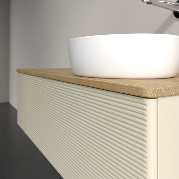 Villeroy & Boch Antao Waschbeckenunterschrank, 120 x 36 cm, 1 Auszug, Front mit Struktur, ohne Hahnloch, für Waschtisch rechts