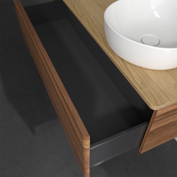 Villeroy & Boch Antao Waschbeckenunterschrank, 120 x 36 cm, 1 Auszug, Front ohne Struktur, ohne Hahnloch, für Waschtisch rechts