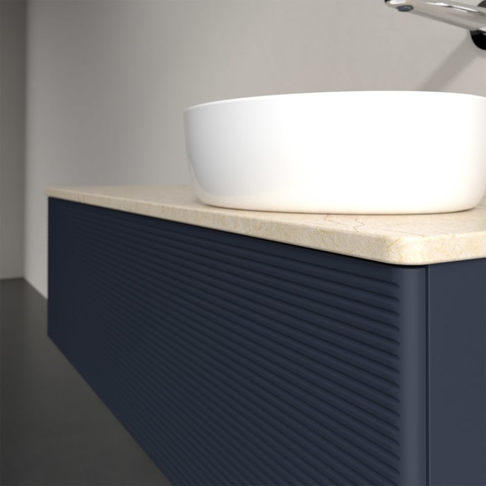 Villeroy & Boch Antao Waschbeckenunterschrank, 120 x 36 cm, 1 Auszug, Front mit Struktur, ohne Hahnloch, für Waschtisch rechts