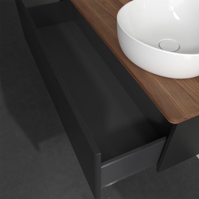 Villeroy & Boch Antao Waschbeckenunterschrank, 120 x 36 cm, 1 Auszug, Front ohne Struktur, ohne Hahnloch, für Waschtisch rechts