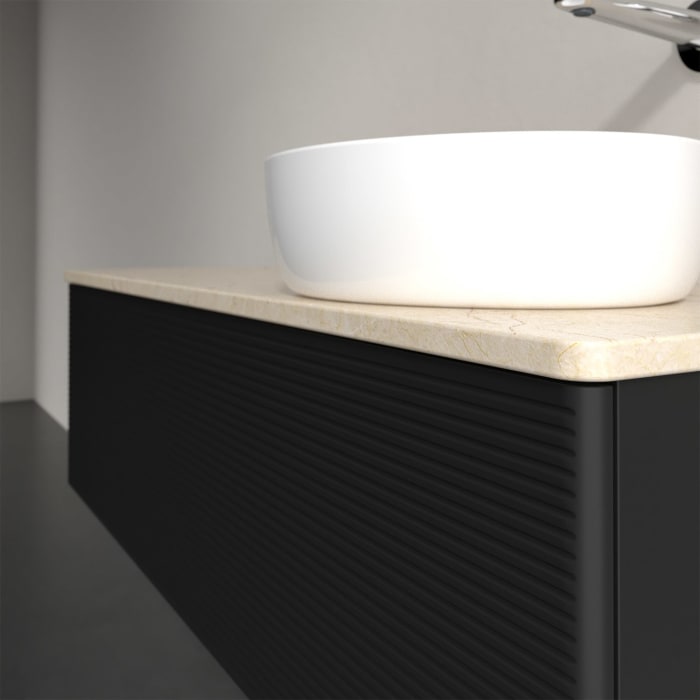 Villeroy & Boch Antao Waschbeckenunterschrank, 120 x 36 cm, 1 Auszug, Front mit Struktur, ohne Hahnloch, für Waschtisch rechts