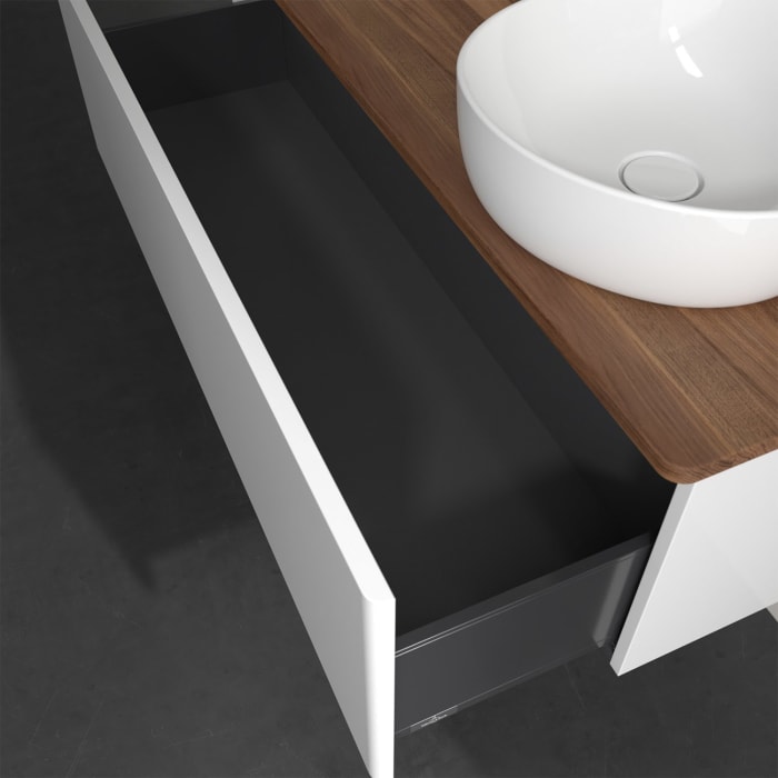 Villeroy & Boch Antao Waschbeckenunterschrank, 120 x 36 cm, 1 Auszug, Front ohne Struktur, mit Hahnloch, für Waschtisch rechts