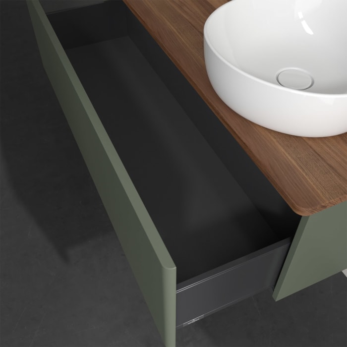 Villeroy & Boch Antao Waschbeckenunterschrank, 120 x 36 cm, 1 Auszug, Front ohne Struktur, mit Hahnloch, für Waschtisch rechts