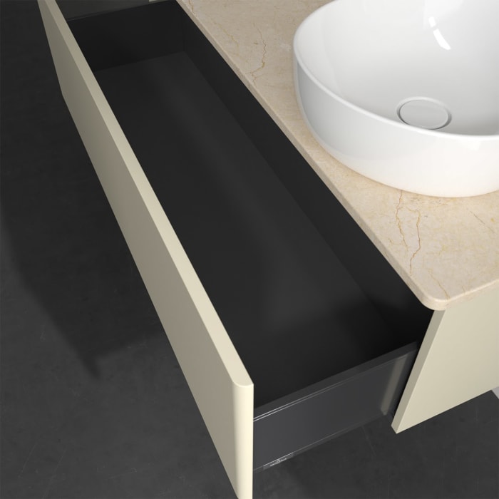 Villeroy & Boch Antao Waschbeckenunterschrank, 120 x 36 cm, 1 Auszug, Front ohne Struktur, mit Hahnloch, für Waschtisch rechts