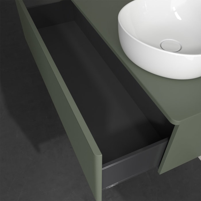 Villeroy & Boch Antao Waschbeckenunterschrank, 120 x 36 cm, 1 Auszug, Front mit Struktur, ohne Hahnloch, für Waschtisch rechts