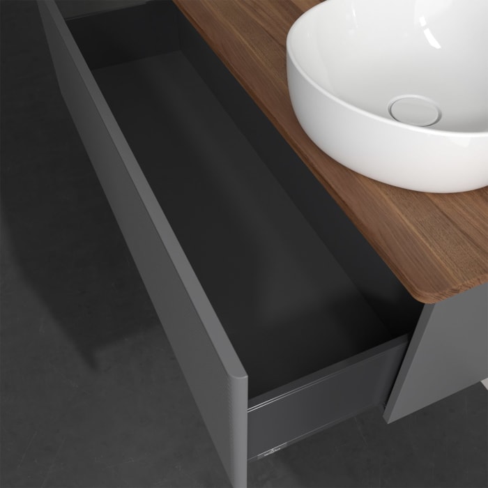 Villeroy & Boch Antao Waschbeckenunterschrank, 120 x 36 cm, 1 Auszug, Front mit Struktur, ohne Hahnloch, für Waschtisch rechts