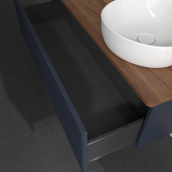 Villeroy & Boch Antao Waschbeckenunterschrank, 120 x 36 cm, 1 Auszug, Front mit Struktur, ohne Hahnloch, für Waschtisch rechts