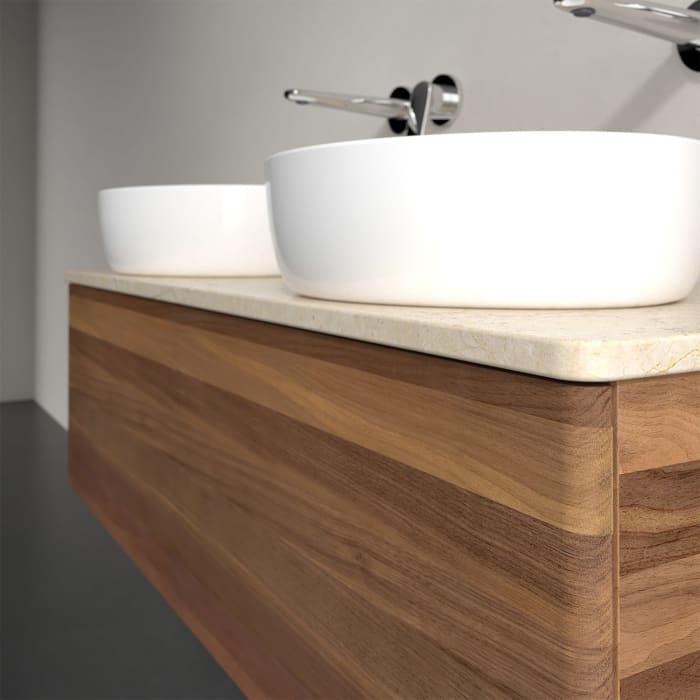 Villeroy & Boch Antao Waschbeckenunterschrank, 120 x 36 cm, 1 Auszug, Front ohne Struktur, ohne Hahnloch, für Waschtisch links und rechts