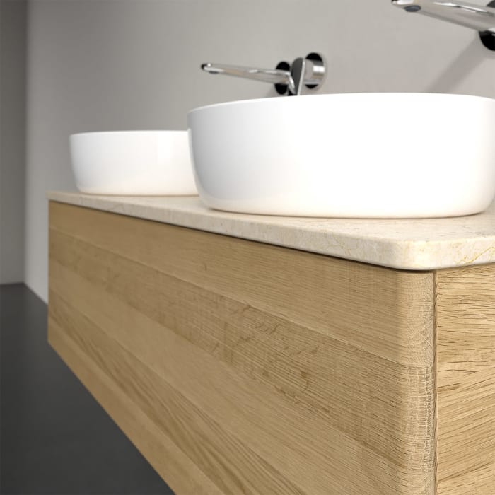 Villeroy & Boch Antao Waschbeckenunterschrank, 120 x 36 cm, 1 Auszug, Front ohne Struktur, ohne Hahnloch, für Waschtisch links und rechts