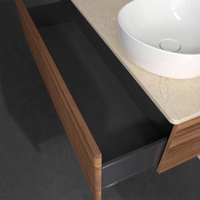 Villeroy & Boch Antao Waschbeckenunterschrank, 120 x 36 cm, 1 Auszug, Front mit Struktur, ohne Hahnloch, für Waschtisch rechts