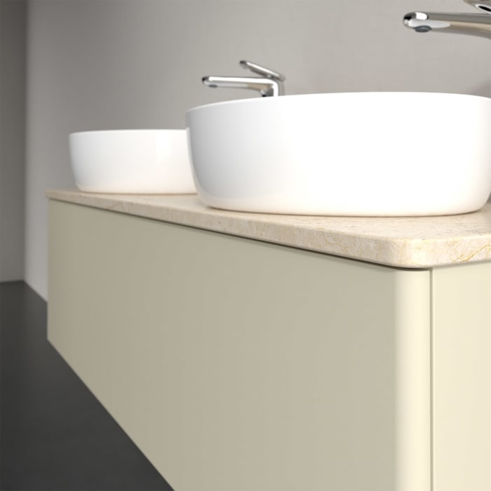 Villeroy & Boch Antao Waschbeckenunterschrank, 120 x 36 cm, 1 Auszug, Front ohne Struktur, mit Hahnloch, für Waschtisch links und rechts