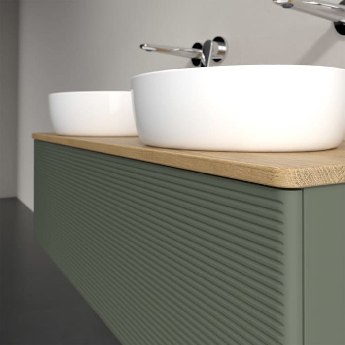 Villeroy & Boch Antao Waschbeckenunterschrank, 120 x 36 cm, 1 Auszug, Front mit Struktur, ohne Hahnloch, für Waschtisch links und rechts