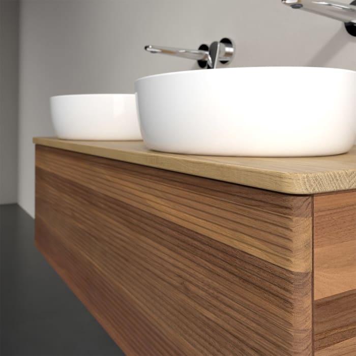 Villeroy & Boch Antao Waschbeckenunterschrank, 120 x 36 cm, 1 Auszug, Front mit Struktur, ohne Hahnloch, für Waschtisch links und rechts