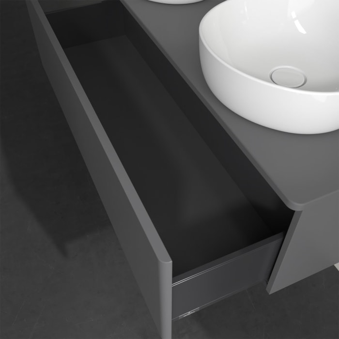 Villeroy & Boch Antao Waschbeckenunterschrank, 120 x 36 cm, 1 Auszug, Front ohne Struktur, ohne Hahnloch, für Waschtisch links und rechts