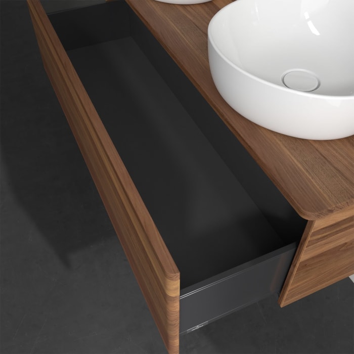 Villeroy & Boch Antao Waschbeckenunterschrank, 120 x 36 cm, 1 Auszug, Front ohne Struktur, ohne Hahnloch, für Waschtisch links und rechts