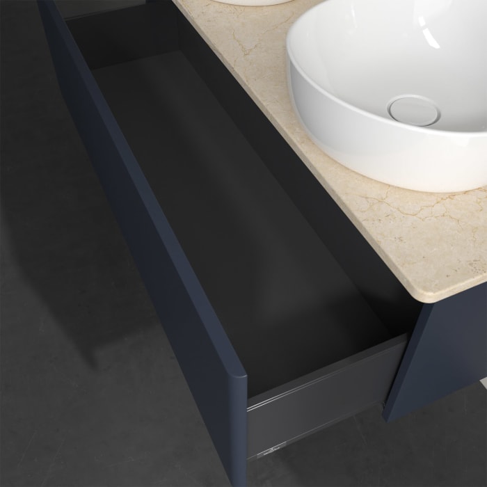 Villeroy & Boch Antao Waschbeckenunterschrank, 120 x 36 cm, 1 Auszug, Front ohne Struktur, ohne Hahnloch, für Waschtisch links und rechts