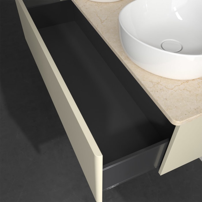 Villeroy & Boch Antao Waschbeckenunterschrank, 120 x 36 cm, 1 Auszug, Front ohne Struktur, ohne Hahnloch, für Waschtisch links und rechts