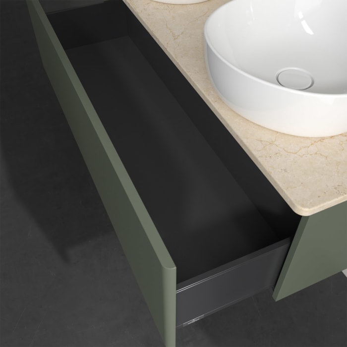 Villeroy & Boch Antao Waschbeckenunterschrank, 120 x 36 cm, 1 Auszug, Front ohne Struktur, ohne Hahnloch, für Waschtisch links und rechts