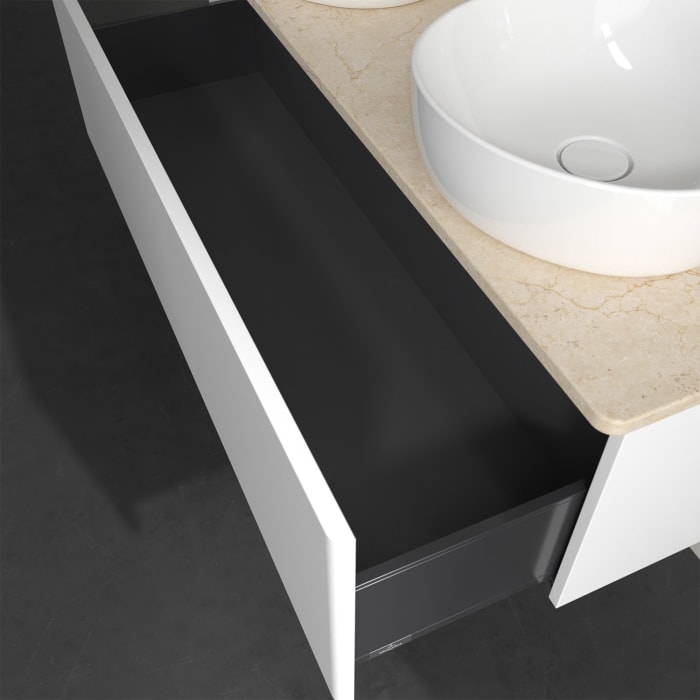 Villeroy & Boch Antao Waschbeckenunterschrank, 120 x 36 cm, 1 Auszug, Front ohne Struktur, ohne Hahnloch, für Waschtisch links und rechts