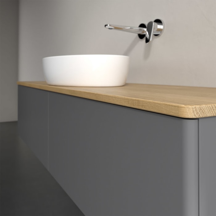 Villeroy & Boch Antao Waschbeckenunterschrank, 160 x 36 cm, 2 Auszüge, Front ohne Struktur, ohne Hahnloch, für Waschtisch mittig